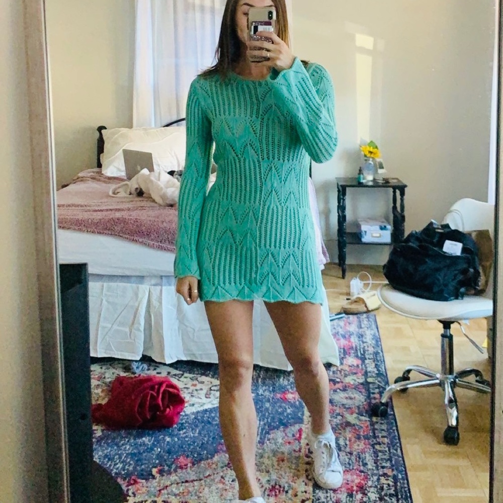 Nasty Gal sea foam blue sweater dress